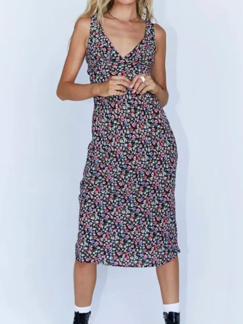 PRINCESS POLLY - DELTA MIDI DRESS BLACK FLORAL